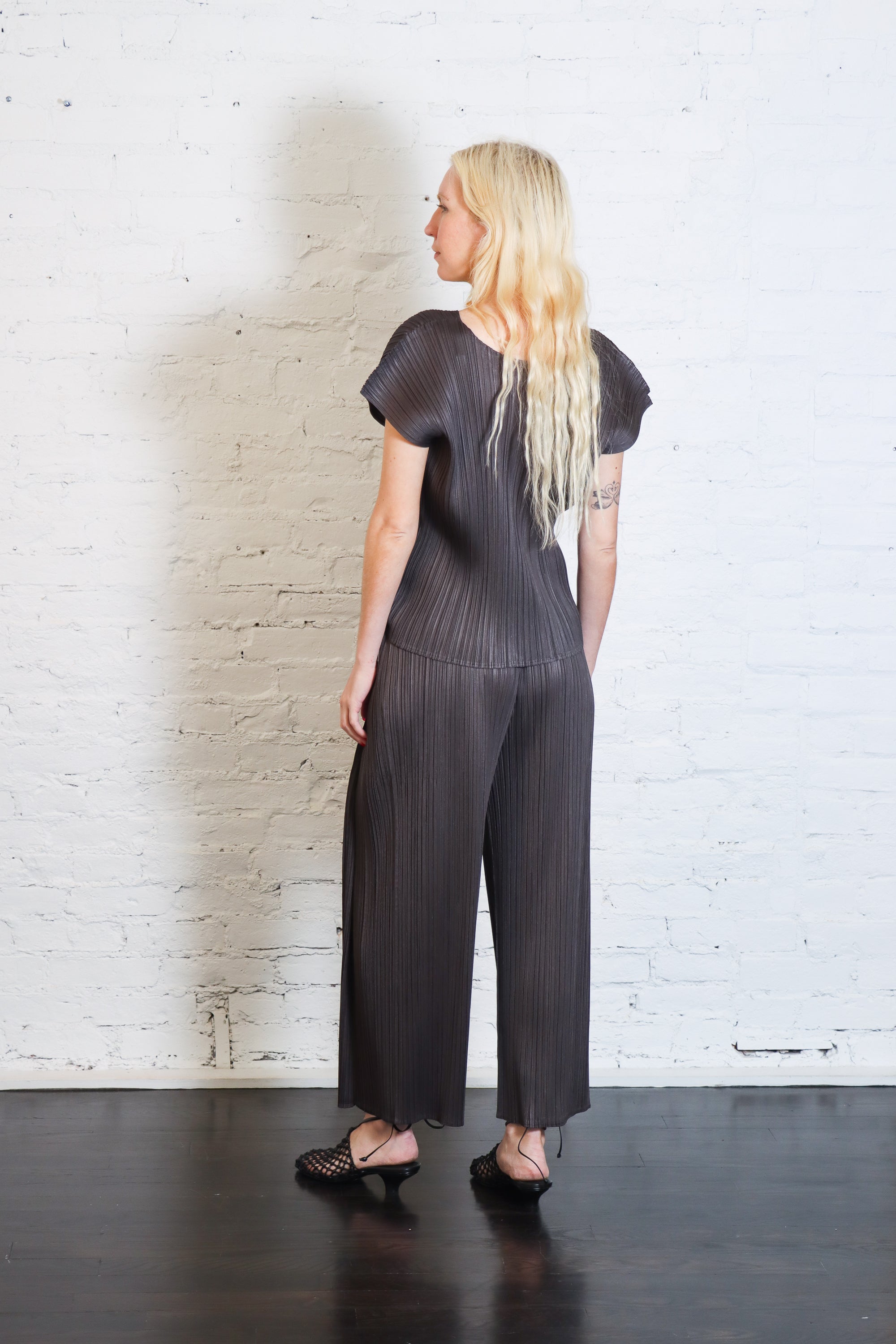 Monthly Colors: June Top in Charcoal by Pleats Please Issey Miyake