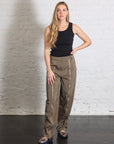 Nylon Zipper Trouser in Dark Taupe by Tibi-Bottoms-Tibi-Idlewild
