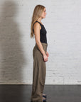 Nylon Zipper Trouser in Dark Taupe by Tibi-Bottoms-Tibi-Idlewild