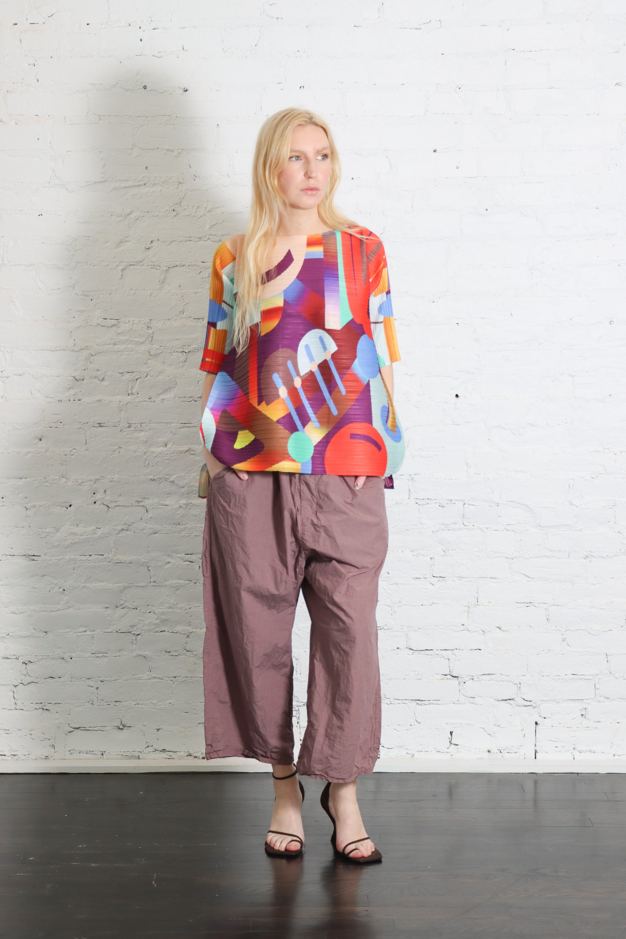 Playground Top in Red by Pleats Please Issey Miyake