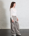 Reactive Garment Dyed Stretch Twill Sid Pant in Pewter by Tibi-Bottoms-Tibi-Idlewild