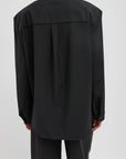 Recycled Tropical Wool Detached Shirt in Black by Tibi-Tibi-Idlewild