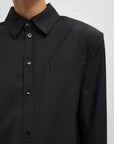 Recycled Tropical Wool Detached Shirt in Black by Tibi-Tibi-Idlewild