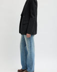 Recycled Tropical Wool Tuxedo Zip Blazer in Black by Tibi-Tibi-Idlewild-Cincinnati