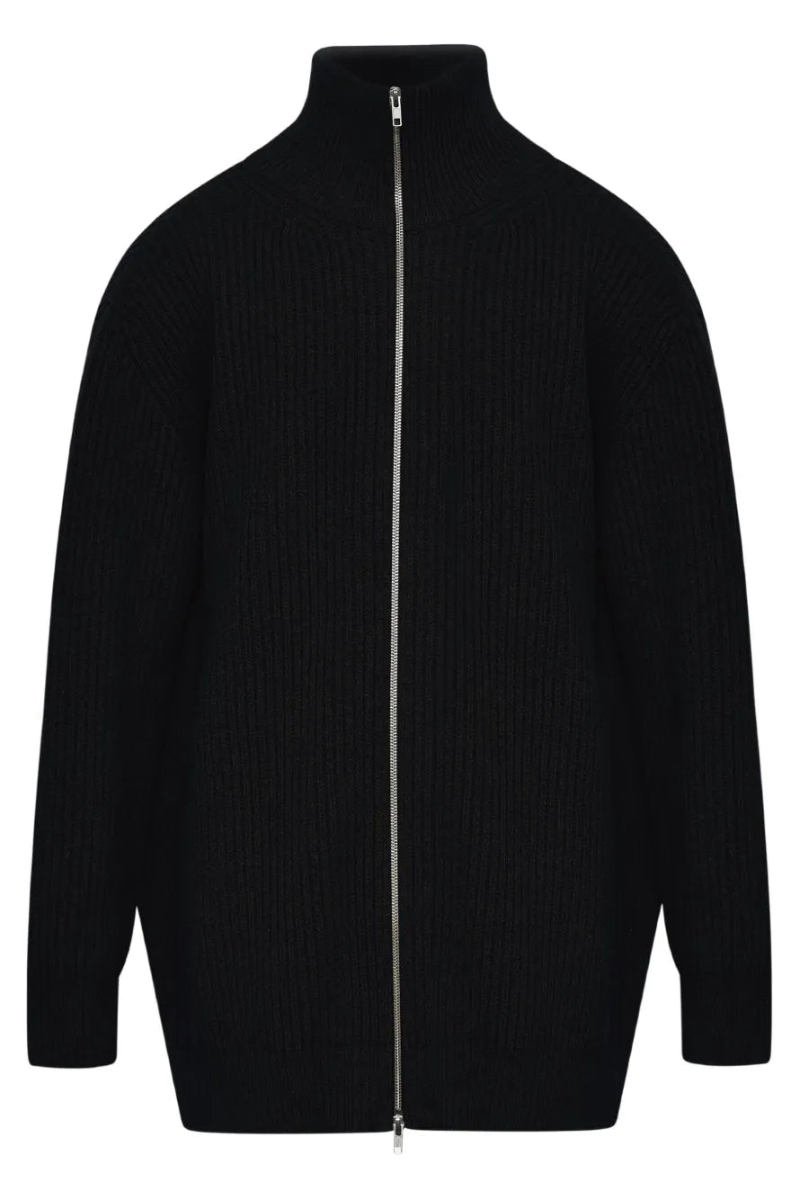 Rib Knit Cardigan Dress Jacket in Black by MM6 Maison Margiela