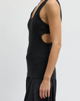 Ribbed T Racerback Tank in Black by Tibi-Tibi-Idlewild-Cincinnati