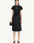 Satin Midi Skirt in Black by MM6 Maison Margiela