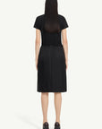 Satin Midi Skirt in Black by MM6 Maison Margiela