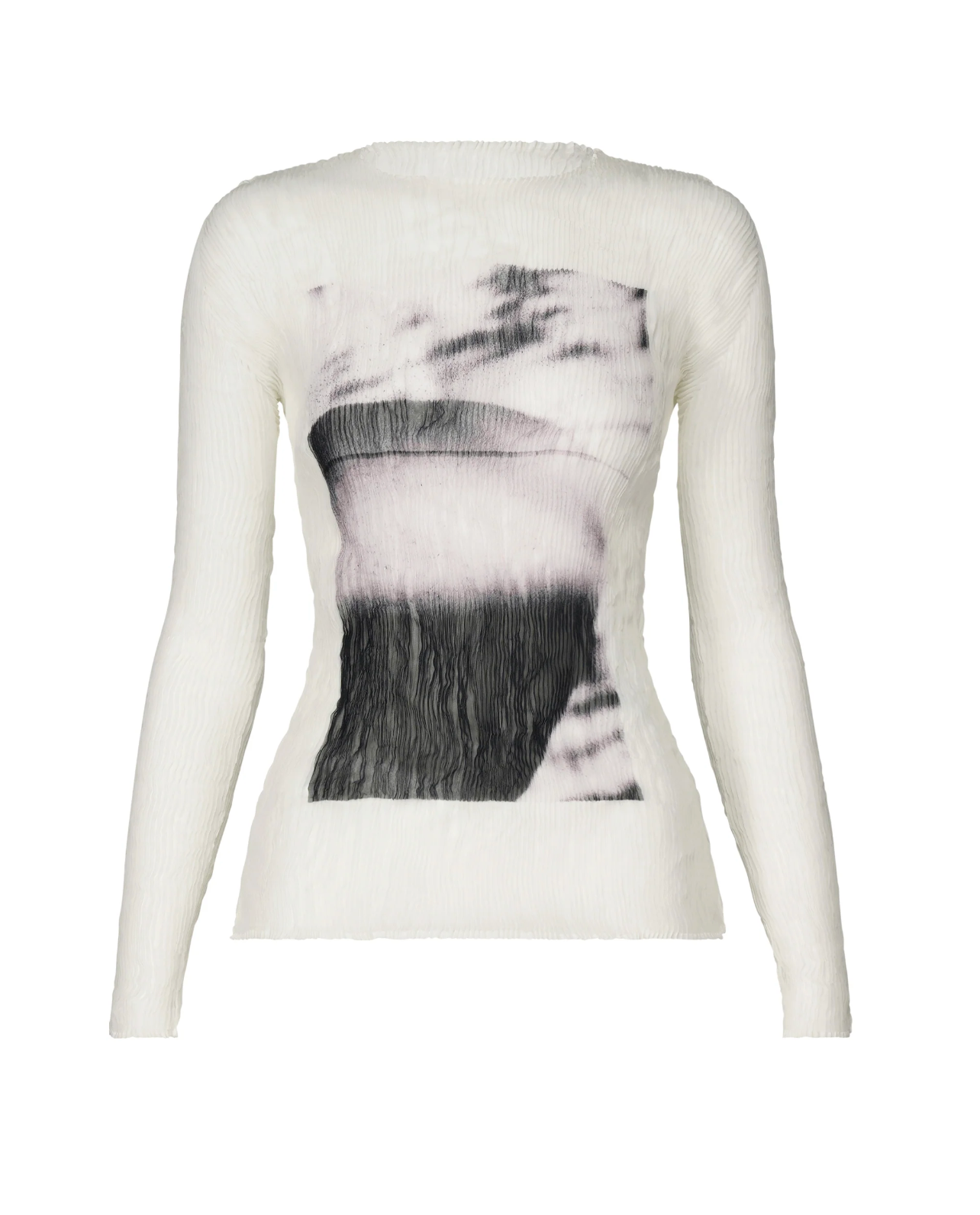 イッセイミヤケ　shadow study シフォンツイスト Shadow Study Chiffon Twist Long Sleeve Top in Light by Issey Miyake