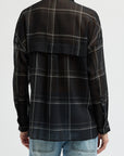 Sheer Wool Gauze Check Oversized Shirt in Black Multi by Tibi-Tibi-Idlewild-Cincinnati
