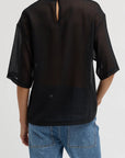 Sheer Wool Gauze Easy T in Black by Tibi-Tibi-Idlewild