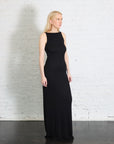 Silk Rib Sleeveless Boatneck Fluid Maxi Dress in Black By Enza Costa-Enza Costa-Idlewild-Cincinnati