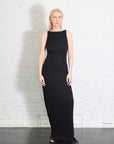 Silk Rib Sleeveless Boatneck Fluid Maxi Dress in Black By Enza Costa-Enza Costa-Idlewild-Cincinnati