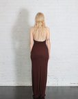 Silk Rib U-Neck Halter Fluid Maxi Dress in Chocolate by Enza Costa-Enza Costa-Idlewild-Cincinnati