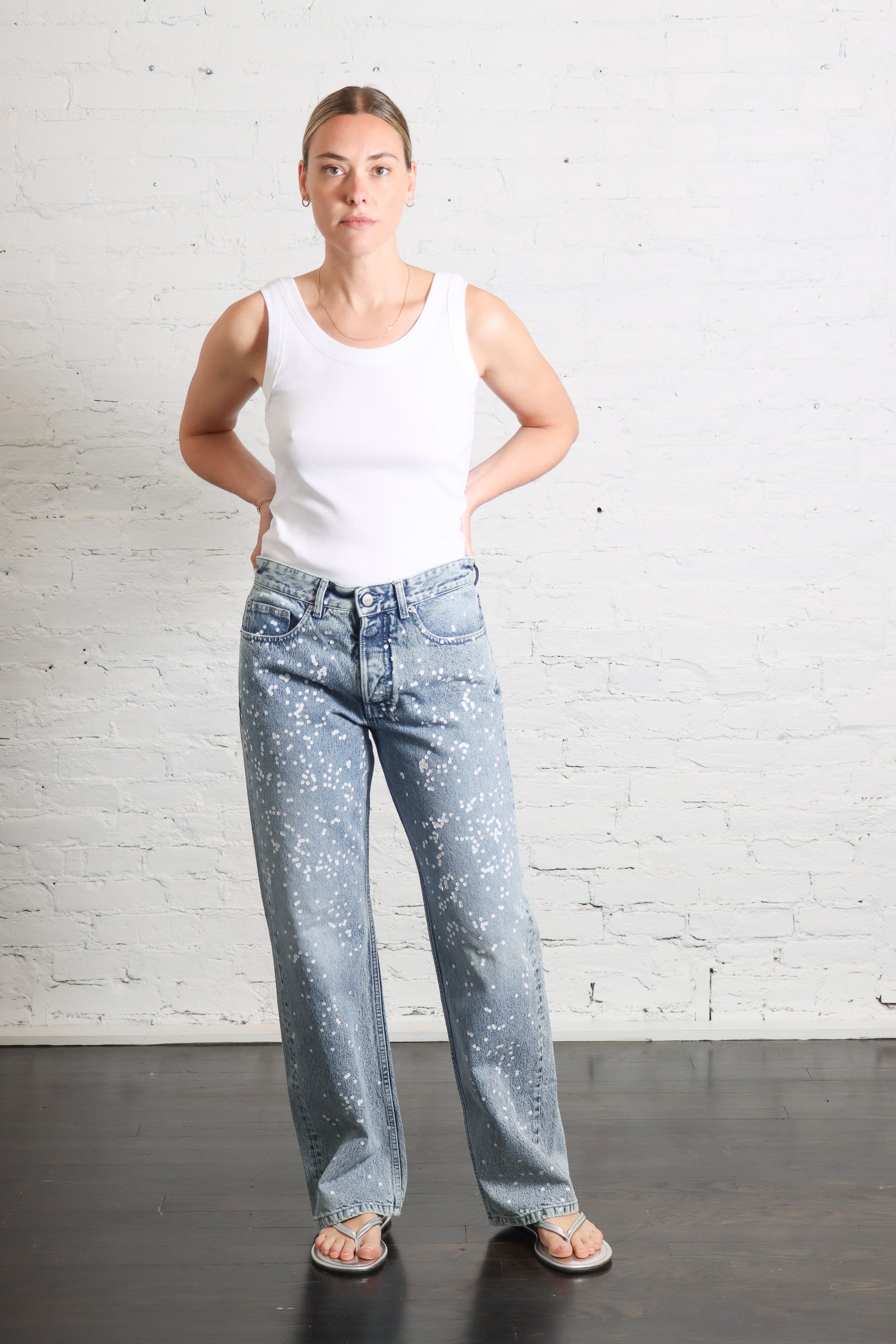 Straight Leg Jean in Trompe L'oeil Confetti Print by MM6 Maison