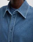 Stretch Denim Easy Shirt in Classic Wash by Tibi-Tibi-Idlewild-Cincinnati