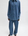 Stretch Denim Easy Shirt in Classic Wash by Tibi-Tibi-Idlewild-Cincinnati