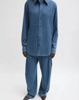 Stretch Denim Easy Shirt in Classic Wash by Tibi-Tibi-Idlewild-Cincinnati
