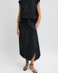 Summer Nylon Flat Front Jalouise Skirt in Black by Tibi-Tibi-Idlewild-Cincinnati