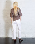 Supima Structured Jersey Assym Tee in Walnut by Enza Costa-Enza Costa-Idlewild-Cincinnati