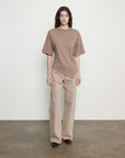 Supima Structured Jersey Assym Tee in Walnut by Enza Costa-Enza Costa-Idlewild-Cincinnati