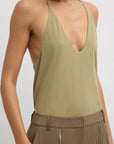 T-Shirt Program Racerback Tank in Fennel by Tibi-Tibi-Idlewild