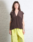 V-Neck Silk Top in Choco by Alysi-Alysi-Idlewild-Cincinnati