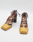 Viktor Ankle Wrap Pump in Canarino Caffe by MLO-MLO-Idlewild-Cincinnati