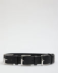 Triple Buckle Arthur Leather Belt in Black by Tibi