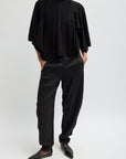 CREASED ACETATE DRAPE CAPE TIE TOP