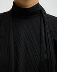 CREASED ACETATE DRAPE CAPE TIE TOP