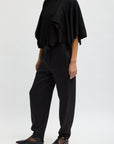 CREASED ACETATE DRAPE CAPE TIE TOP