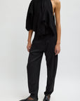 CREASED ACETATE DRAPE CAPE TIE TOP
