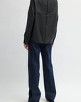 COZY FLANNEL BOATNECK DOLMAN SLEEVE TOP