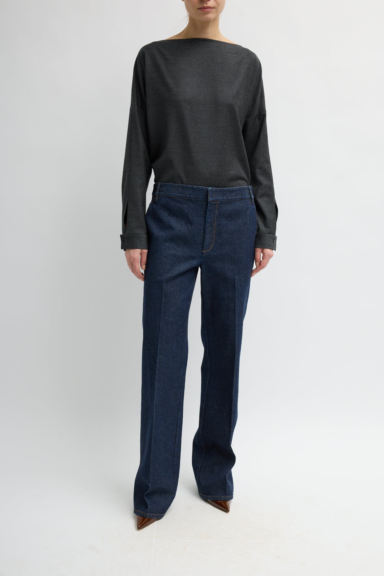 COZY FLANNEL BOATNECK DOLMAN SLEEVE TOP