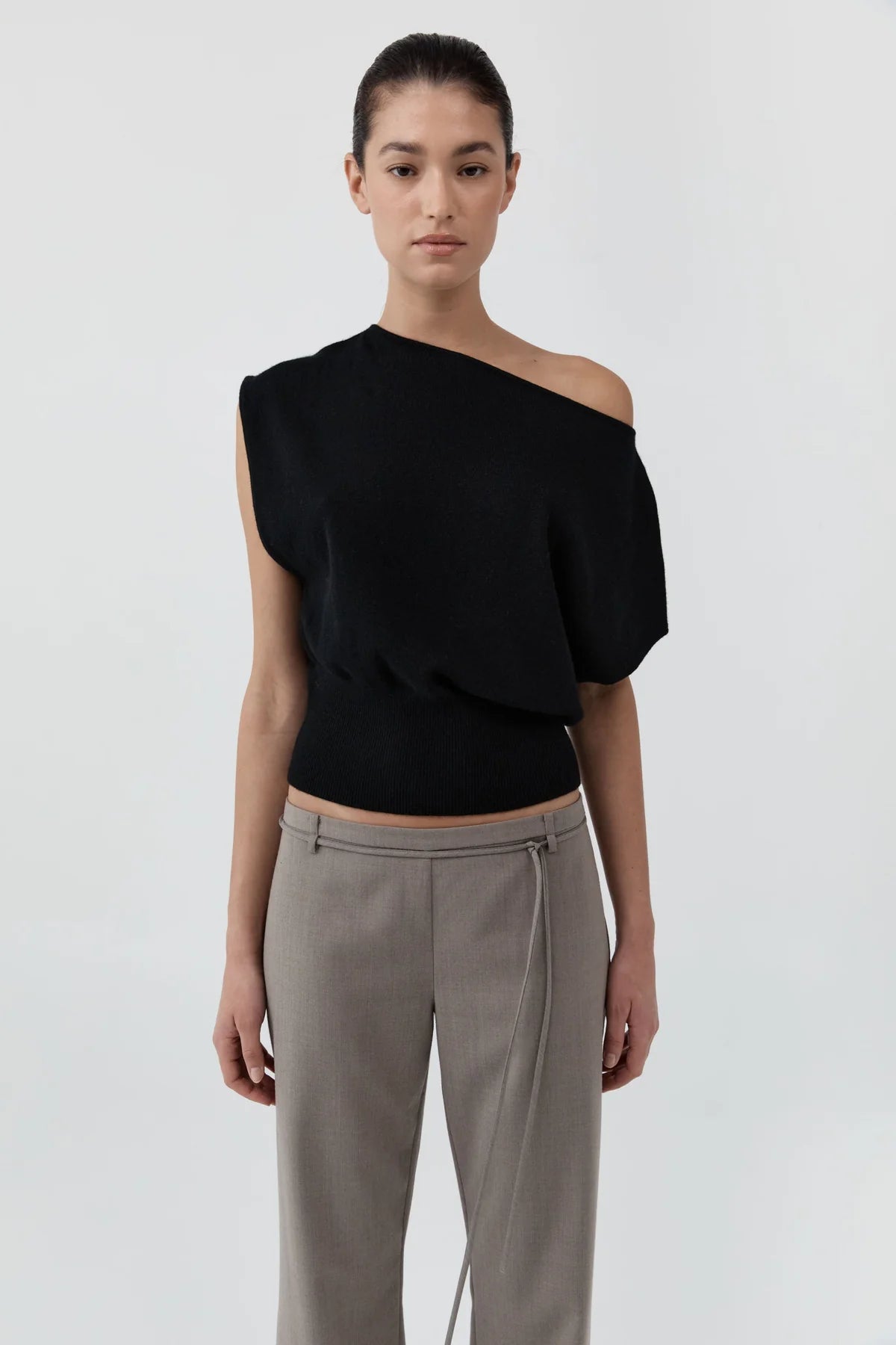 Cashmere Asymm Top Top in Black Vapor by St. Agni - Idlewild