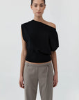 Cashmere Asymm Top Top in Black Vapor by St. Agni - Idlewild