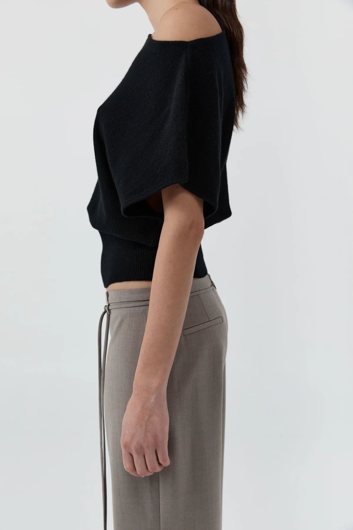 Cashmere Asymm Top Top in Black Vapor by St. Agni - Idlewild