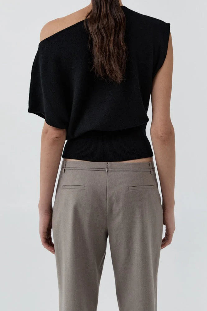 Cashmere Asymm Top Top in Black Vapor by St. Agni - Idlewild