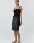 Leather Everyday Wrap Skirt in Black by St. Agni