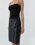 Leather Everyday Wrap Skirt in Black by St. Agni