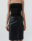 Leather Everyday Wrap Skirt in Black by St. Agni