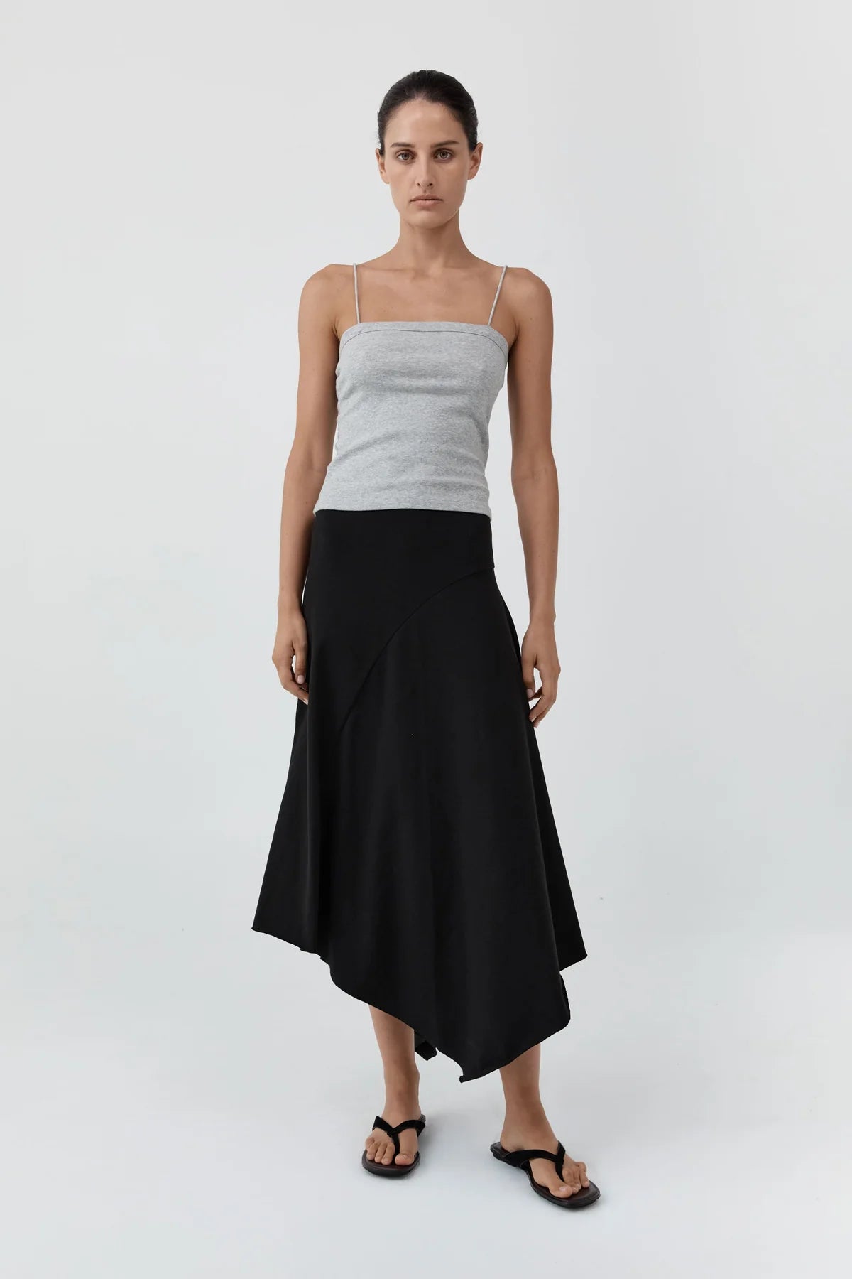 Asymm Drape Skirt in Black by St. Agni
