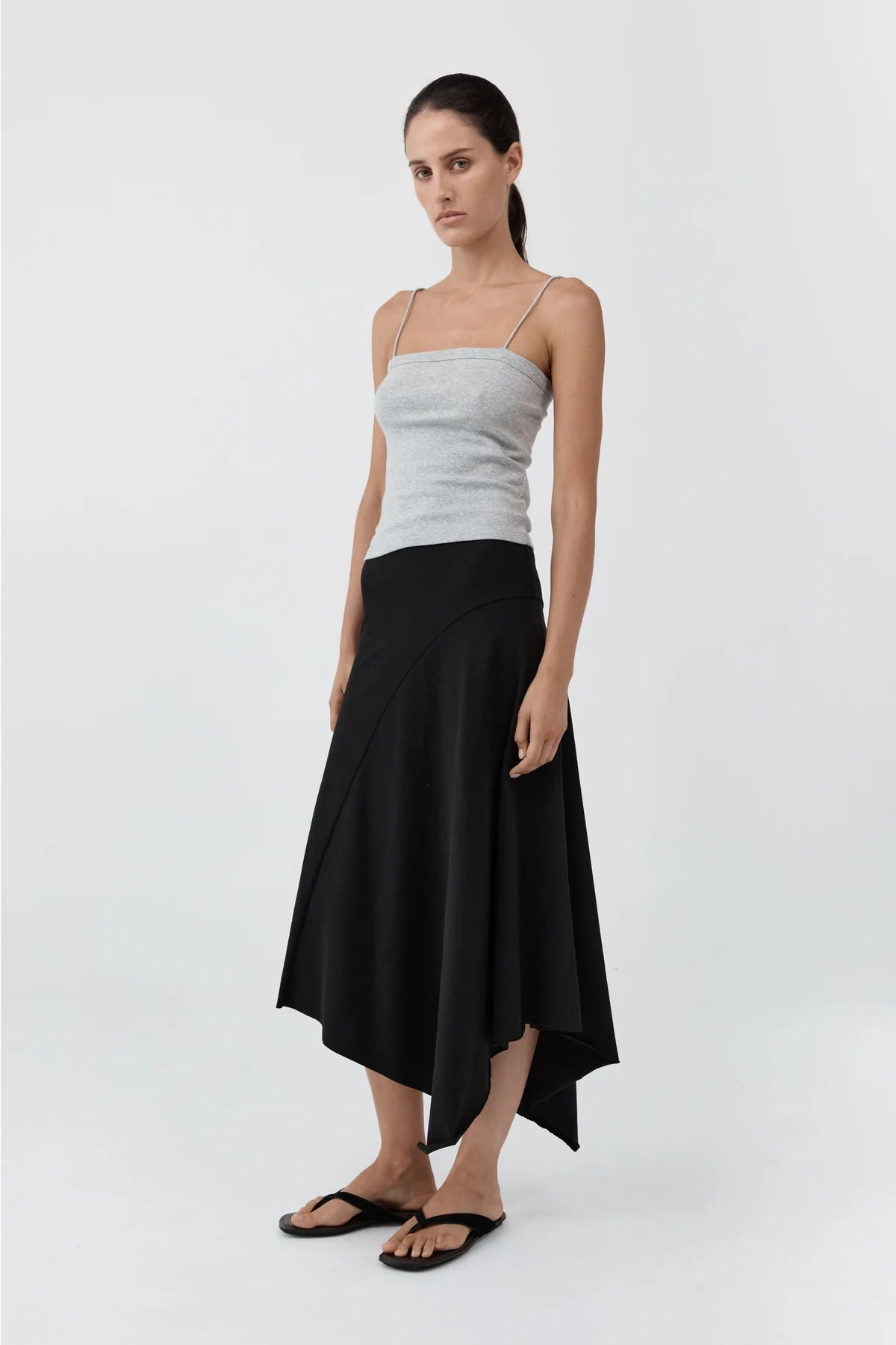 Asymm Drape Skirt in Black by St. Agni