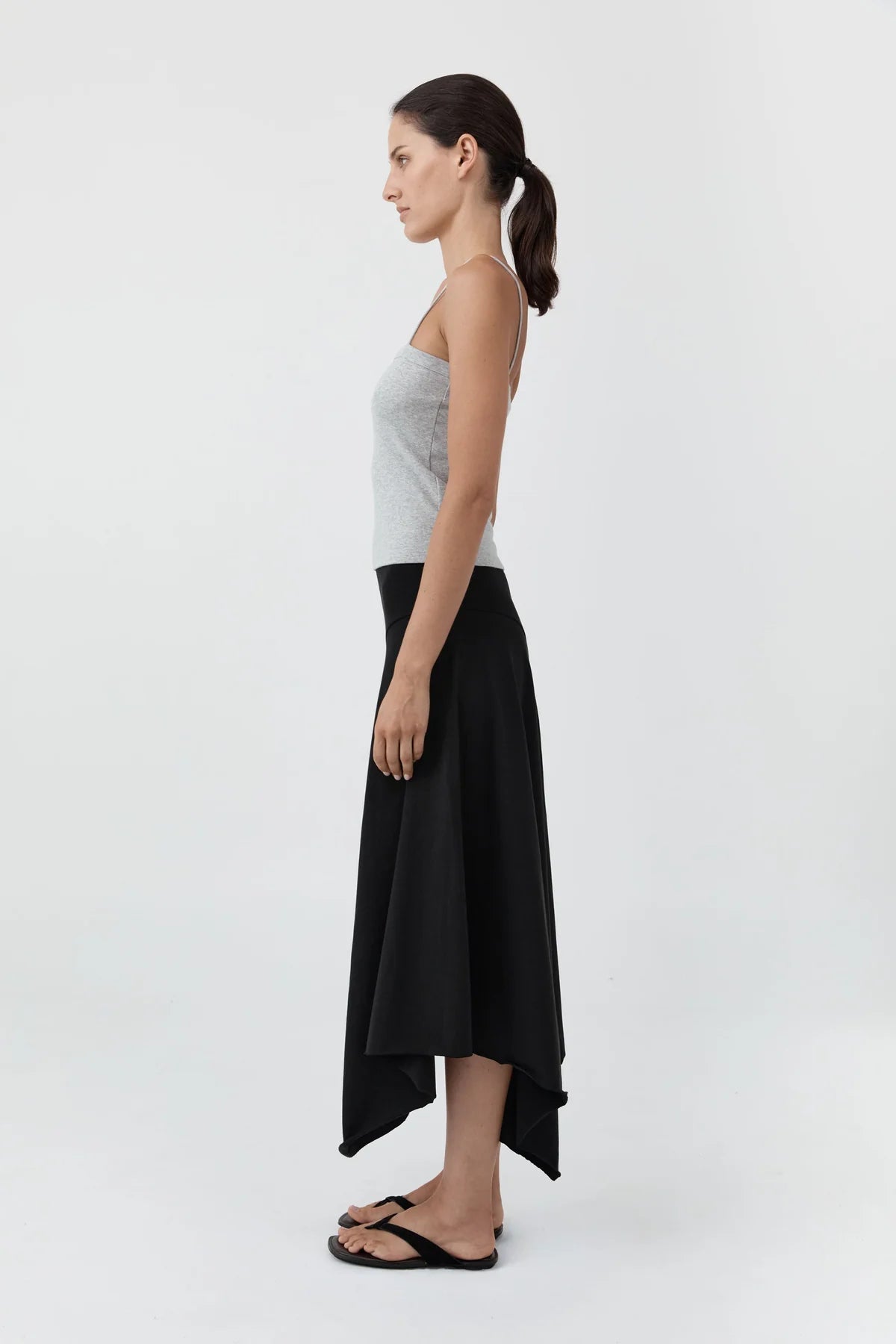 Asymm Drape Skirt in Black by St. Agni