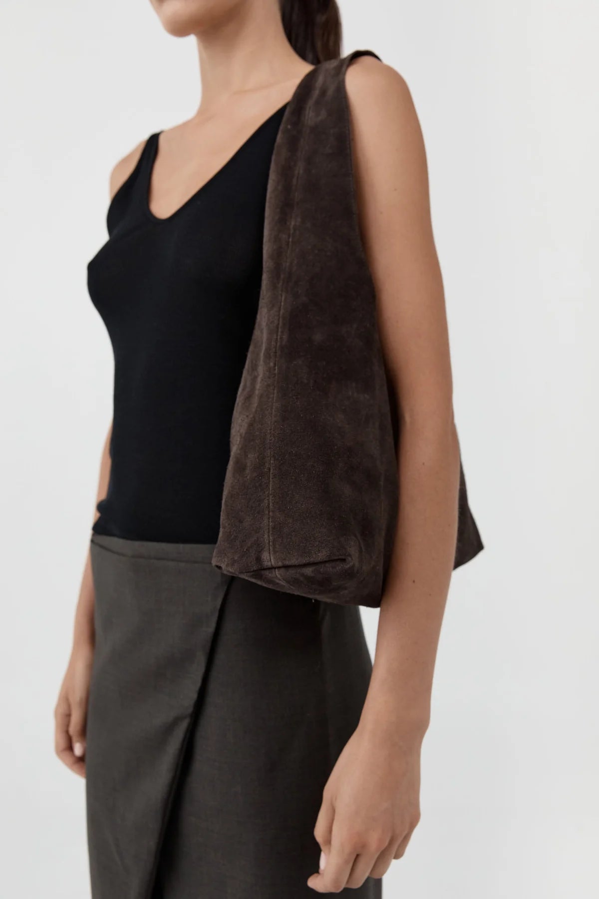 Suede Soft Bag in Coffee by St. Agni