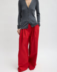 FEATHER WEIGHT RIBBED VNECK SLIM CARDIGAN