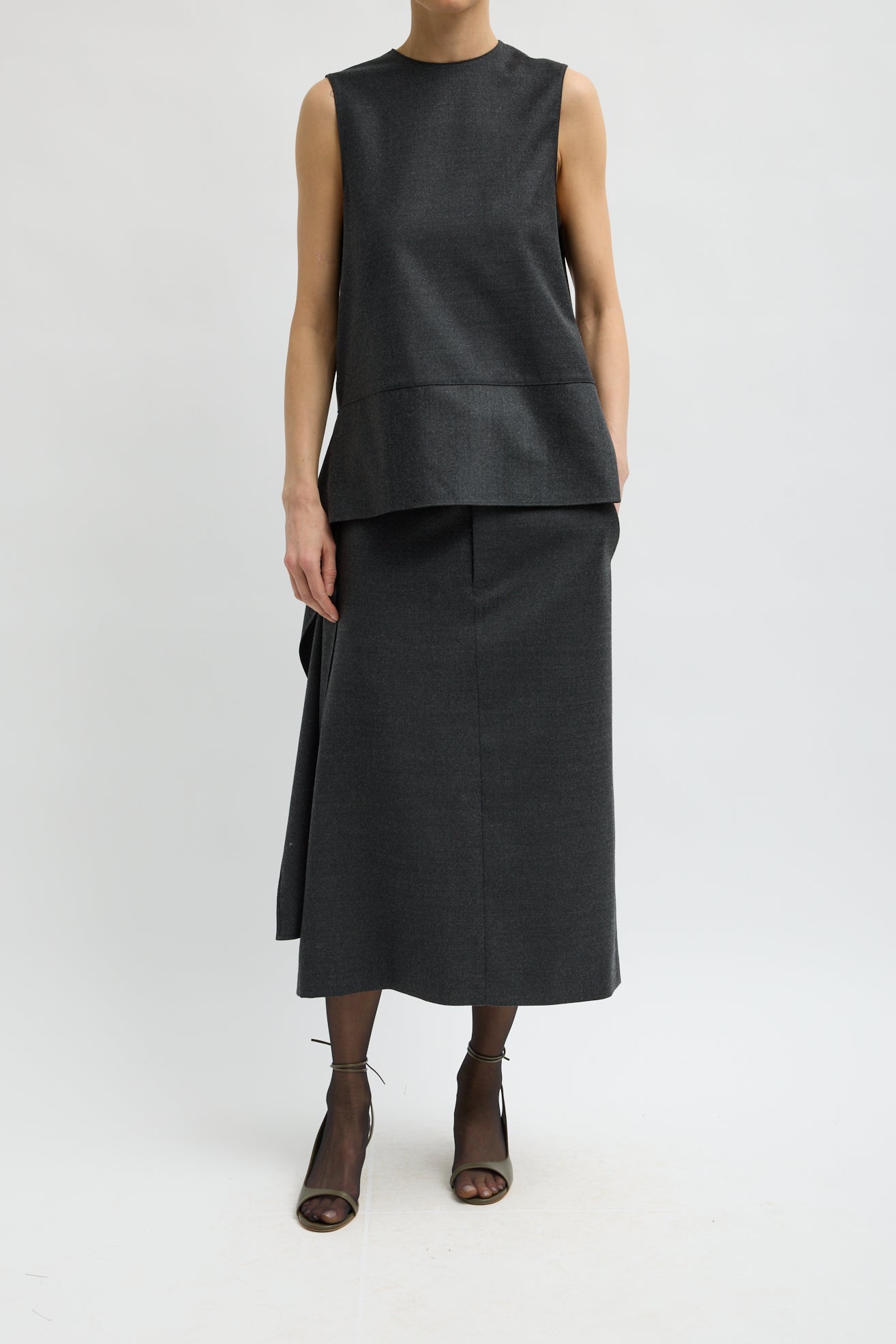 COZY FLANNEL ASYMMETRICAL SLEEVELESS TOP