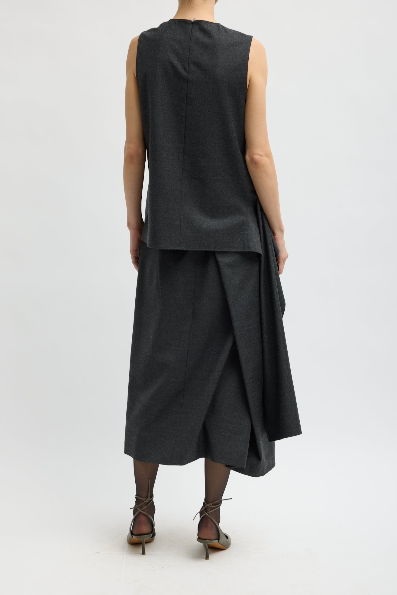 COZY FLANNEL ASYMMETRICAL SLEEVELESS TOP
