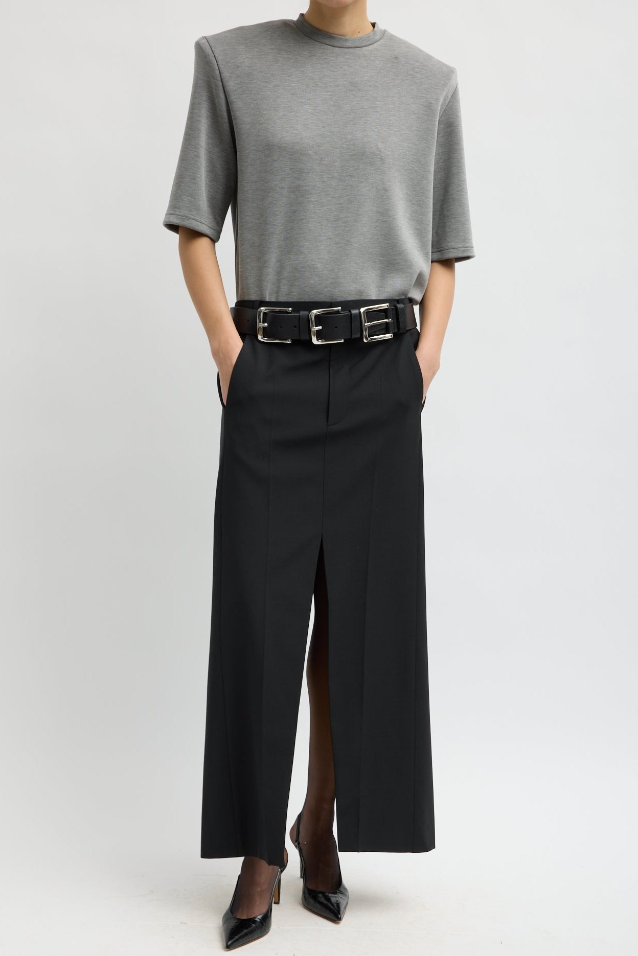 TRIPLE BUCKLE ARTHUR LEATHER BELT